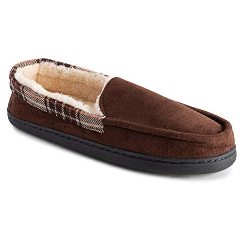 Polar Mujer Espuma De Memoria Tamaño Doble Comodidad Piel Sintética Mocasín Suela De Goma Invierno Felpa Al Aire Libre Acogedora Zapatillas - Marrón Ante - UK5-6/EU38-39 - EA0622