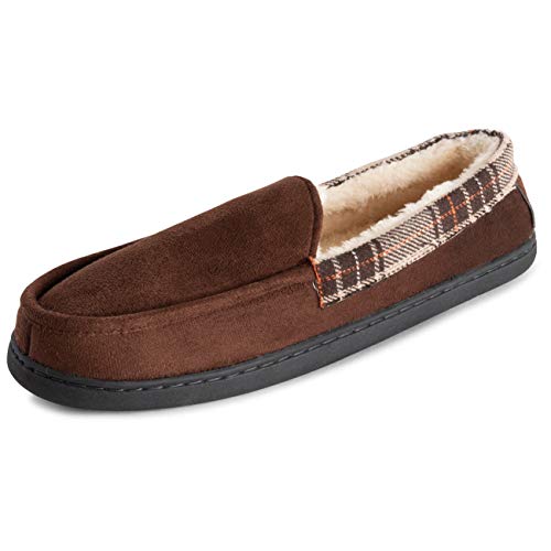 Polar Mujer Espuma De Memoria Tamaño Doble Comodidad Piel Sintética Mocasín Suela De Goma Invierno Felpa Al Aire Libre Acogedora Zapatillas - Marrón Ante - UK5-6/EU38-39 - EA0622