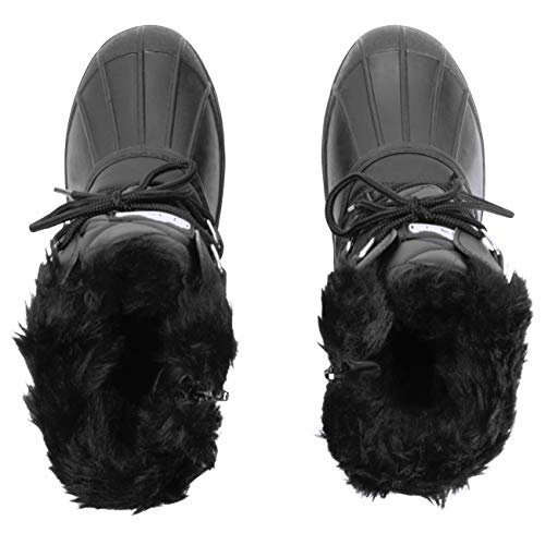 Polar Mujer Short Nieve Invierno Táctico Montaña Impermeable Hiker Mitad De La Pantorrilla Botas - Negro Cuero - UK6/EU39 - YC0368