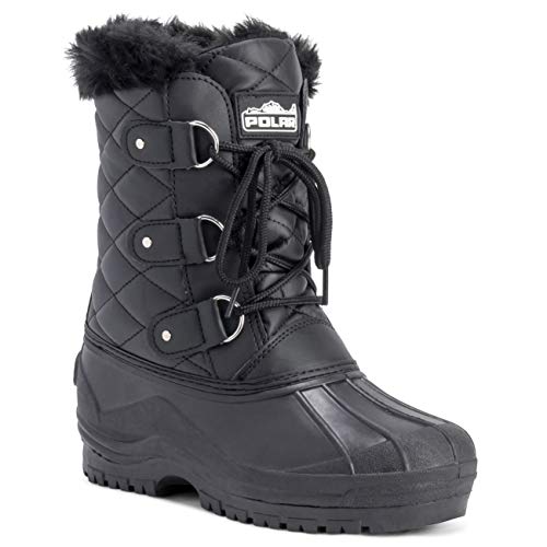 Polar Mujer Short Nieve Invierno Táctico Montaña Impermeable Hiker Mitad De La Pantorrilla Botas - Negro Cuero - UK6/EU39 - YC0368