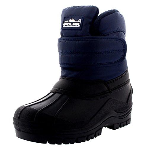 Polar Niños Unisex Correa De Velcro Sola Impermeable Al Aire Libre Mitad De La Pantorrilla Térmico Nieve Botas - Armada - UK5/EU38 - YC0462