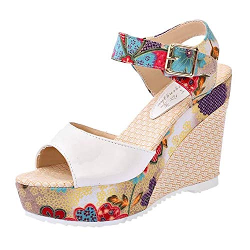 POLP Sandalias Mujer Verano Sandalias de Vestir Plataforma tacón Alto de Playa para Mujer,Casual Zapatos de Baño Verano Peep Toe Sandalias Mujer Cuña 35-39
