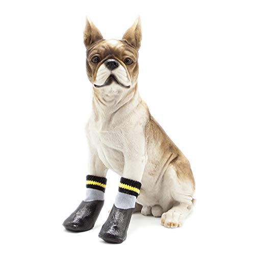 POPETPOP Botas para Perros Zapatos Impermeables para Perros Protectores Botines de Invierno con Calcetines Antideslizantes para Perros pequeños medianos Grandes - Negro (Talla 1)