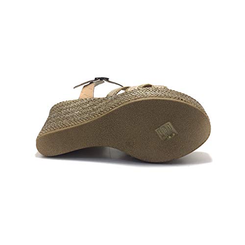 PORRONET 2655 COVADONGA, Sandalias con cuña y Plataforma, para Mujer, Color Metalizado Rose - Cuero Talla: 36