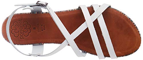 Porronet Malina, Sandalias Planas Mujer, Blanco, 38 EU