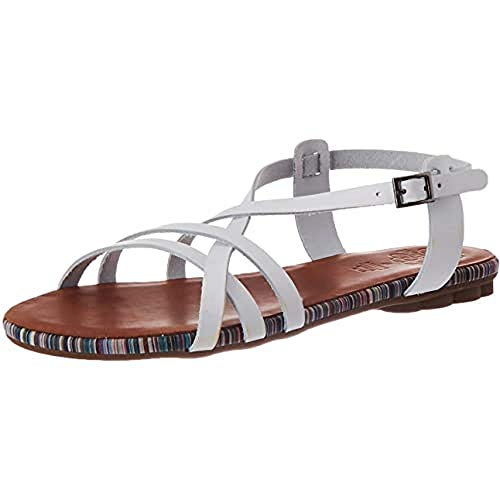 Porronet Malina, Sandalias Planas Mujer, Blanco, 38 EU