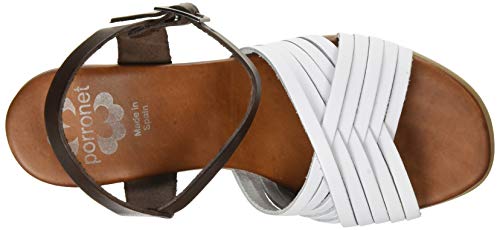 Porronet Susan, Sandalias con tacón Mujer, Blanco, 36 EU