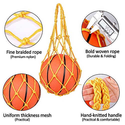Portador Bolso de Red de Baloncesto Voleibol Futból Accesorio de Deportes Multiusos de Nylón Bolsillo Montar al Aire Libre, 3 Paquetes