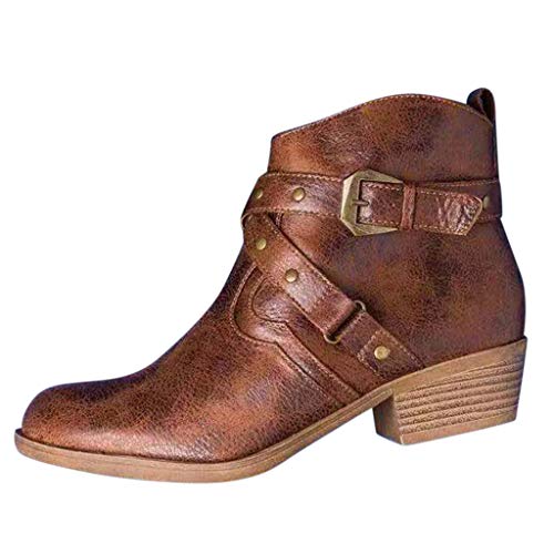 Posioanl Botas De Nieve Hombre Mujer Invierno Botines Tacon para Tacones Altos Zapatos OtoñO De TacóN Cuadrado Moda Mujer Alto con Plataforma Impermeable Puntiagudos Hebilla Punta Estrecha Casuales