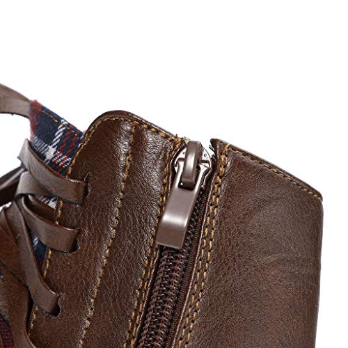 Posioanl Botines Sin Cordones con Cordones para Mujer Botines De Tubo Corto Casual De TacóN Cuadrado Plano Invierno Casuales CóModo Y Elegante Zapatos Ladies Plataforma Botas