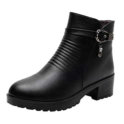 Posional Botas Mujer Moteras Botines Remaches Moda Casual Calzado Zapatillas con Cordones Zapatos De TacóN Puntiagudos Hebilla Punta Estrecha para Mujer Casuales TacóN Grueso Caballero Occidental