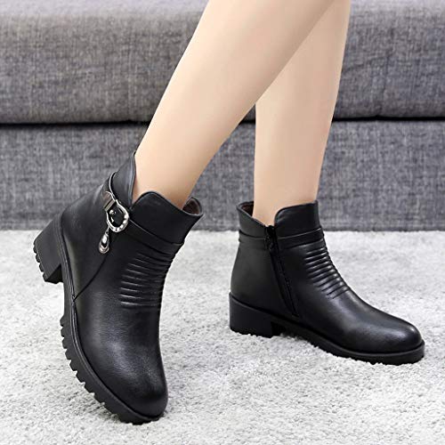 Posional Botas Mujer Moteras Botines Remaches Moda Casual Calzado Zapatillas con Cordones Zapatos De TacóN Puntiagudos Hebilla Punta Estrecha para Mujer Casuales TacóN Grueso Caballero Occidental