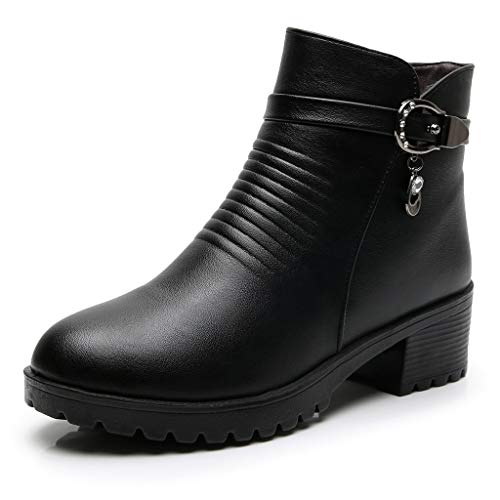Posional Botas Mujer Moteras Botines Remaches Moda Casual Calzado Zapatillas con Cordones Zapatos De TacóN Puntiagudos Hebilla Punta Estrecha para Mujer Casuales TacóN Grueso Caballero Occidental