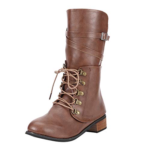 Posional Botas Retro Mujer Navidad Vintage Zapatos Planos de Cuero con Cremallera y Punta Redonda para Ladies Botas Nuevas con Soporte de Arco Piel Impermeable de la Nieve del Invierno