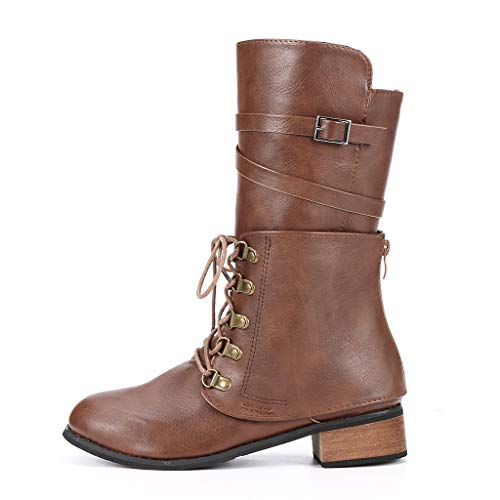 Posional Botas Retro Mujer Navidad Vintage Zapatos Planos de Cuero con Cremallera y Punta Redonda para Ladies Botas Nuevas con Soporte de Arco Piel Impermeable de la Nieve del Invierno