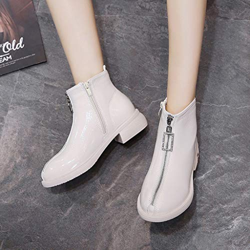 Posional BotíN De Ante con TacóN Western Mujer Botas Mujer, Calzado Lluvia Terciopelo Zapatos Preparados para El JardíN SeñOra Tallas Grandes Plataforma De Cuero Impermeable Terciopelo