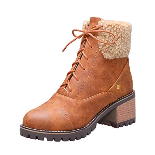 Posional Botines De TacóN Mujer Invierno con Cordones CláSicas Botas TacóN Alto Grueso Zapatos Partido Vestido De Boda A La Moda Ancho Casual Gamuza para Mujer Bordadas Invierno Flecos Largos Moda