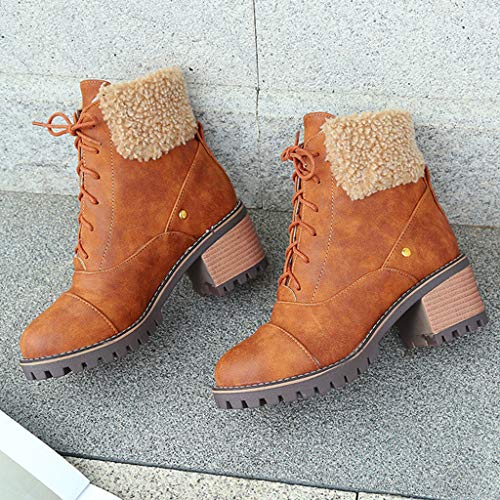Posional Botines De TacóN Mujer Invierno con Cordones CláSicas Botas TacóN Alto Grueso Zapatos Partido Vestido De Boda A La Moda Ancho Casual Gamuza para Mujer Bordadas Invierno Flecos Largos Moda