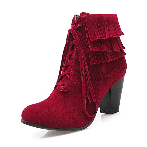 Posional Mujer Botas de Nieve de Bota Plana Botas de Cordones de Gamuza Femenina Zapatos Botines de Tobillo Botas Tacón Alto Cuadrado Moda Otoño Invierno