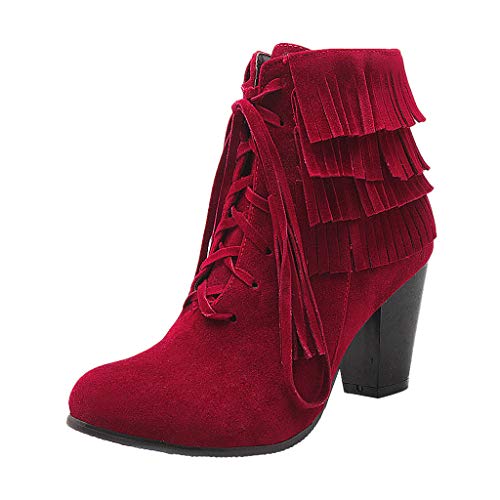 Posional Mujer Botas de Nieve de Bota Plana Botas de Cordones de Gamuza Femenina Zapatos Botines de Tobillo Botas Tacón Alto Cuadrado Moda Otoño Invierno
