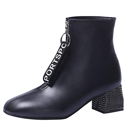 Posional Mujer Tacones Altos Botas Cortas Botines Cortos De Moda De Casual Roma Retro Cremallera Tacones Cuadrados Zapatos De Plataforma Romana Zapato De Mujer De Invierno