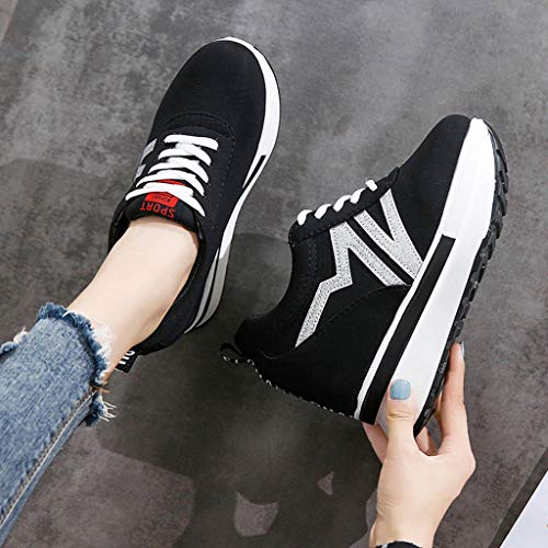 Posional Zapatillas para Mujer Moda Casual Lona Plataforma Gruesa con Cordones CuñAs Zapato De Trabajo Zapatos para Damas Graceful-Get Connected