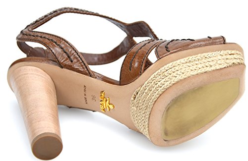 PRADA Sandalia DE TACÓN para Mujer Cuero Palisandro MARRÓN Art. 1XP162 36 Marrone PALISSANDRO - Rosewood Brown