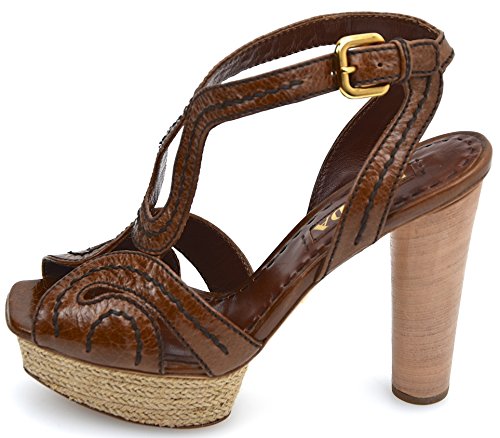 PRADA Sandalia DE TACÓN para Mujer Cuero Palisandro MARRÓN Art. 1XP162 36 Marrone PALISSANDRO - Rosewood Brown