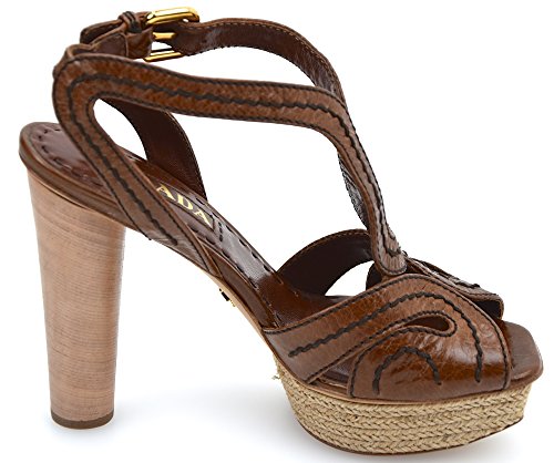 PRADA Sandalia DE TACÓN para Mujer Cuero Palisandro MARRÓN Art. 1XP162 36 Marrone PALISSANDRO - Rosewood Brown