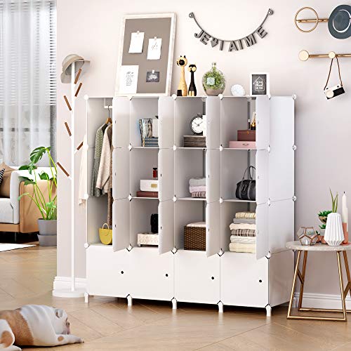 PREMAG - Guardarropa portátil para colgar ropa, armario combinado, armario modular para ahorrar espacio, organizador ideal para libros, juguetes