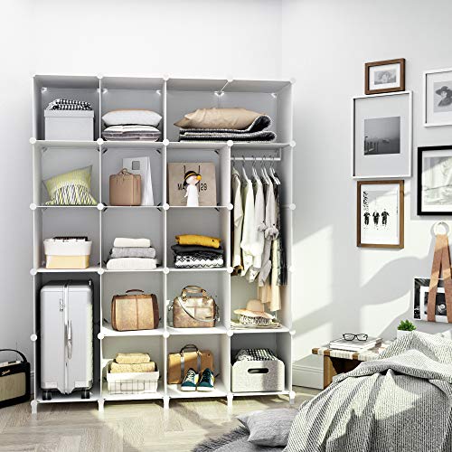 PREMAG - Guardarropa portátil para colgar ropa, armario combinado, armario modular para ahorrar espacio, organizador ideal para libros, juguetes