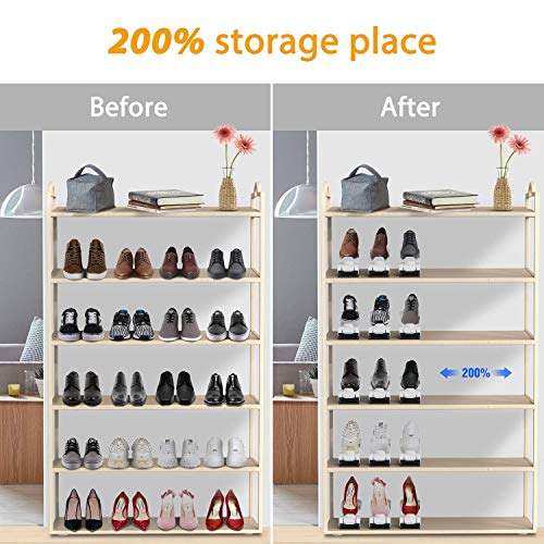 PREUP Organizador Zapatos Set de 12pcs Soporte de Calzado de 4 Niveles Altura Ajustable Organizadores de Zapatos para Armario Ahorra 50% de Espacio para Mujeres y Hombres