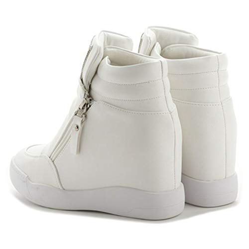 Primavera Otoño Cremallera Botines De Cuña Mujeres Zapatillas De Deporte De Plataforma Alta Zapatos Individuales Internos Aumentados Zapatillas De Deporte Casuales para Mujer