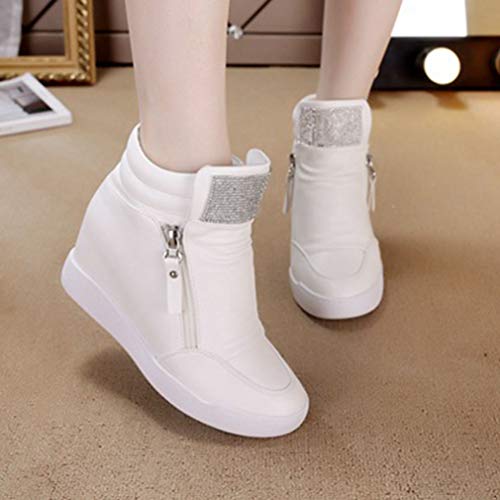 Primavera Otoño Cremallera Botines De Cuña Mujeres Zapatillas De Deporte De Plataforma Alta Zapatos Individuales Internos Aumentados Zapatillas De Deporte Casuales para Mujer