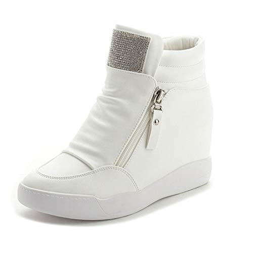 Primavera Otoño Cremallera Botines De Cuña Mujeres Zapatillas De Deporte De Plataforma Alta Zapatos Individuales Internos Aumentados Zapatillas De Deporte Casuales para Mujer