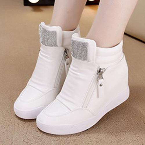 Primavera Otoño Cremallera Botines De Cuña Mujeres Zapatillas De Deporte De Plataforma Alta Zapatos Individuales Internos Aumentados Zapatillas De Deporte Casuales para Mujer