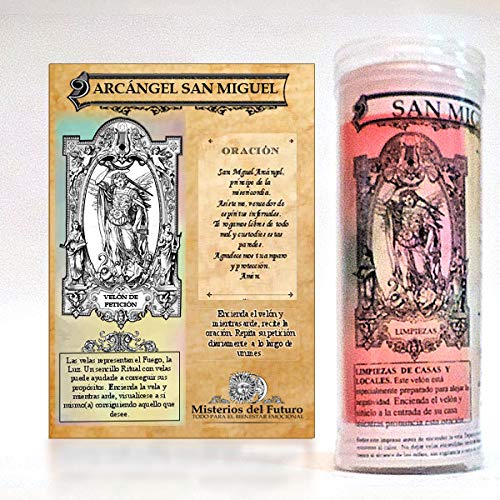 Productos Esotéricos. Auténtiico Velón Preparado orgónico San Miguel Arcangel. Limpar casas y protegue de enemigos