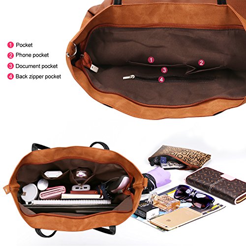 Proking Mujer Bolso de Mano Grande Bolso de Hombro Bolso Tote Bag Bolsos Shopper Bolso de cuero de la PU Gran capacidad Bolsos de Mujer