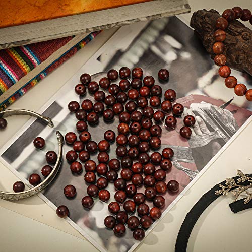 Prometis 200 cuentas de 6 mm redondas de sándalo natural, hermosas cuentas espaciadoras pulidas hechas a mano con cordón elástico para pulseras, fabricación de joyas de bricolaje