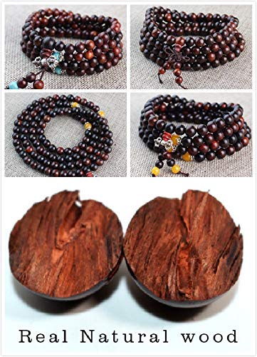 Prometis 200 cuentas de 6 mm redondas de sándalo natural, hermosas cuentas espaciadoras pulidas hechas a mano con cordón elástico para pulseras, fabricación de joyas de bricolaje