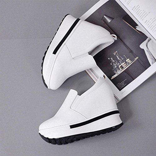 ¡Promoción grande! ¡Liquidación de Covermason! Zapatos planos de las mujeres Zapatos planos sólidos del dedo del pie redondo(38 EU, Blanco)