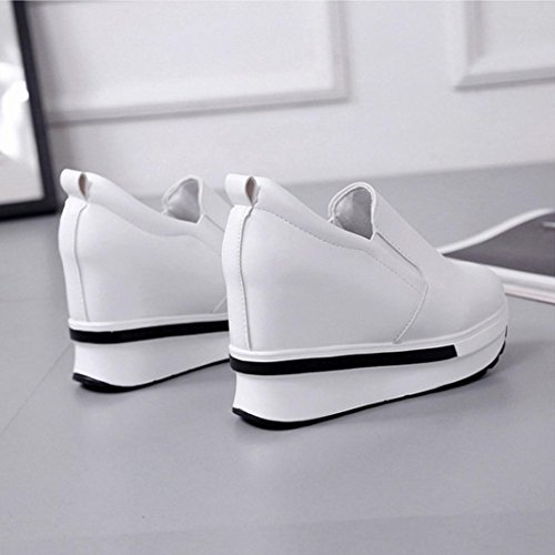 ¡Promoción grande! ¡Liquidación de Covermason! Zapatos planos de las mujeres Zapatos planos sólidos del dedo del pie redondo(38 EU, Blanco)