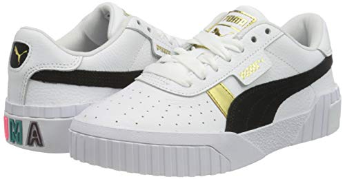 PUMA Cali Varsity Wn'S, Zapatillas Mujer, Blanco White Black Team Gold, 42 EU