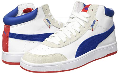 PUMA Court Legend SL Collar, Zapatillas Unisex Adulto, Blanco White/Limoges/High Risk Red, 36 EU