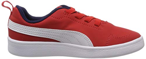 Puma Courtflex PS, Zapatillas Unisex Niños, Blanco White-High Risk Red-Peacoat, 34 EU
