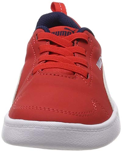 Puma Courtflex PS, Zapatillas Unisex Niños, Blanco White-High Risk Red-Peacoat, 34 EU