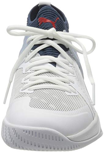 PUMA Explode Eh 1, Botas de fútbol Unisex-Adulto, Blanco White/Dark Denim/High Risk Red/Glacier Gray 01, 37 EU