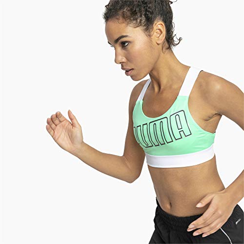 Puma Feel It W Mid Impact Sujetador Deportivo, Mujer, Verde (Green Glimmer White), S