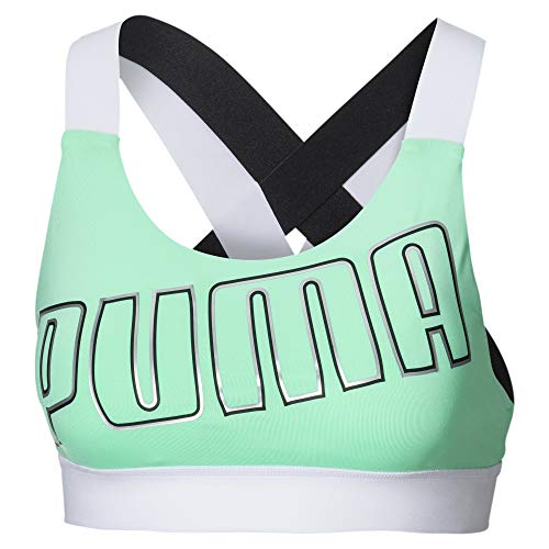 Puma Feel It W Mid Impact Sujetador Deportivo, Mujer, Verde (Green Glimmer White), S