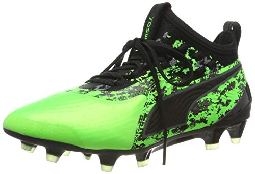 Puma One 19.1 FG/AG Jr, Zapatillas de Fútbol Unisex Niños, Verde (Green Gecko Black-Charcoal Gray), 37 EU